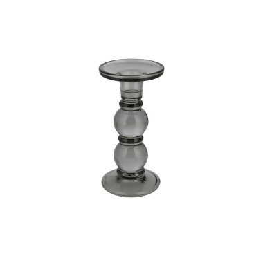 Kerzenhalter   grau   Glas    Maße (cm):