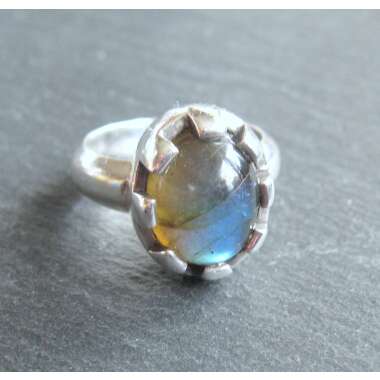 Labradorit-Ring aus Metall & Ring 925Er Sterling Silber Labradorit Mid