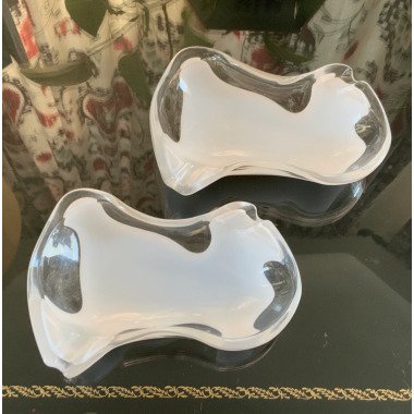 Sasaki Mid-Century Art Glas Aschenbecher, Paar | 2