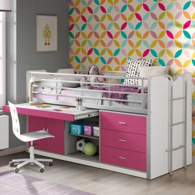 Schreibtisch für Kinder & Mädchenbett mit Stauraum Schreibtisch
