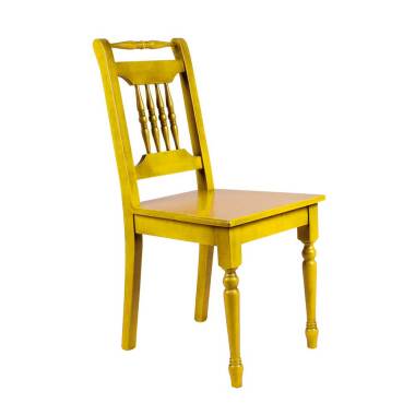 Shabby-Chic-Stuhl & Esszimmerstuhl in Gelb Fichte Massivholz