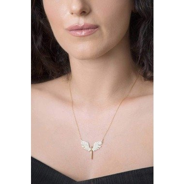 Silberkette Halskette Schutzengel | Geschenk 925 Echtsilber Vergoldet Zirkonia