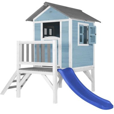 Spielhaus Beach Lodge xl in Blau mit Rutsche in Blau Stelzenhaus aus fsc Holz fü