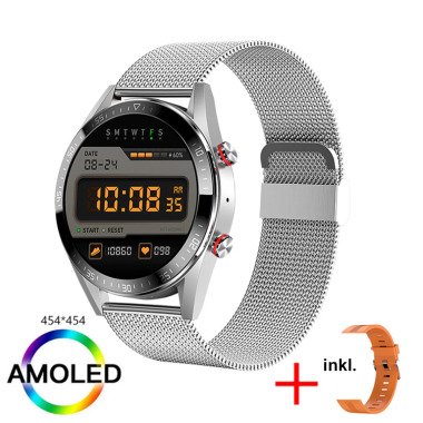 TPFNet Smart Watch / Fitness Tracker IP67 Milanaise Armband + Silikon Armband 