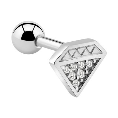 Tragus Piercing mit Diamant Design, Chirurgenstahl / Plattiertes Messing