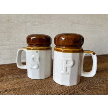 Vintage Brown Drip Style Keramik Salz & Pfefferstreuer