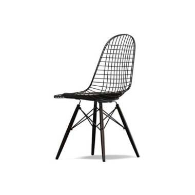 Vitra Wire Chair DKW-5 Ahorn schwarz Leder 68 chocolate Sitzhöhe 43 cm