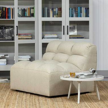 Wohnzimmer Sessel in Beige Bezug aus Webstoff