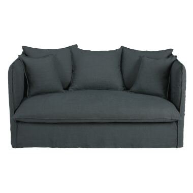 2-Sitzer-Sofa mit Bezug aus anthrazitfarbenem
