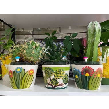 3Er Set Keramik Übertopf Für Kaktus, Handfarbe