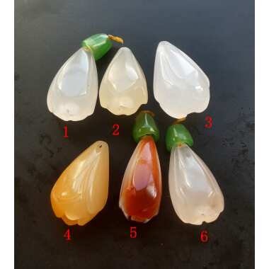 Blume Natürliche Jade Stein Anhänger, Weiß