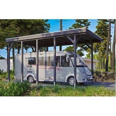 Carport für Wohnwagen & Carport Friesland Caravan Schiefergrau 397 x 708 cm