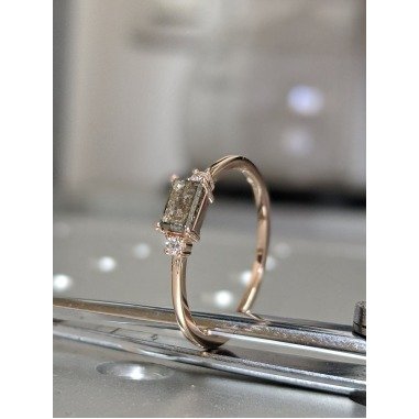 Diamant-Verlobungsring aus Gold & Salz Und Pfeffer Diamant Smaragd Ring