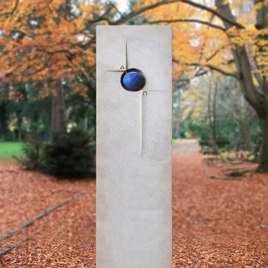 Gedenkstein modern mit blauer Kugel kaufen Azur