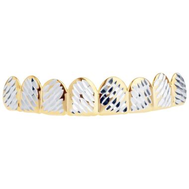 Gold Grillz One size fits all Full Size Diamond Cut IV