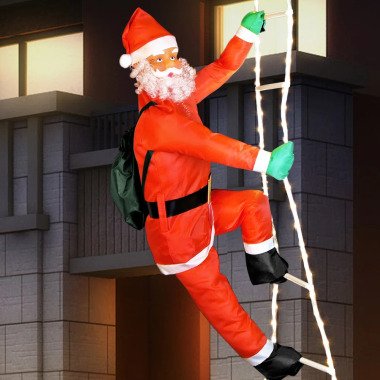Lichternetz Weihnachtsmann auf Leiter