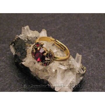 Modeschmuck Ring mit Granat Imitation -Strass-