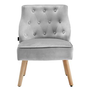 Polstersessel in Grau & Loft Sessel in Grau und Holz Naturfarben Samt Bezug