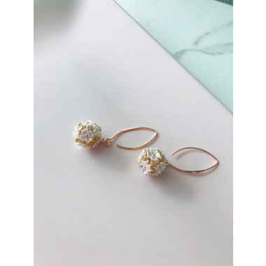 Rose Vergoldete Hängohrringe Mit Perlen Blume Cluster Ohrringe, Ohrhänger