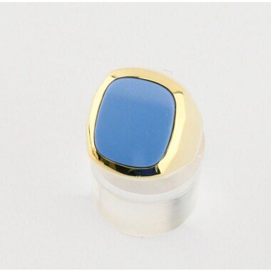 Siegelring Ring Gold 585 14K Gr. 63 Us 10, 5 Blauer Achat Lagenstein