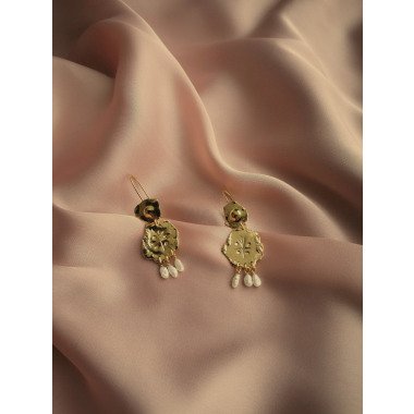 Sommerschmuck aus Gold & Elisabetta Gravierte Ohrringe Mit Naturperlen