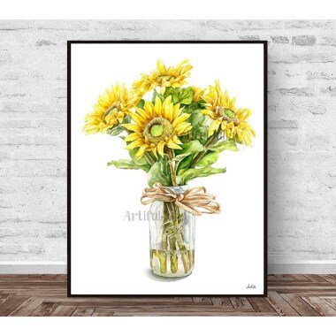 Sonnenblumen Aquarell Malerei Gelbe Blumen