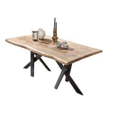 TABLES&CO Tisch 160x90 Mango Natur Metall Antikschwarz