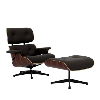 Vitra Lounge Chair & Ottoman klassische Maße poliert/Seiten schwarz Glei