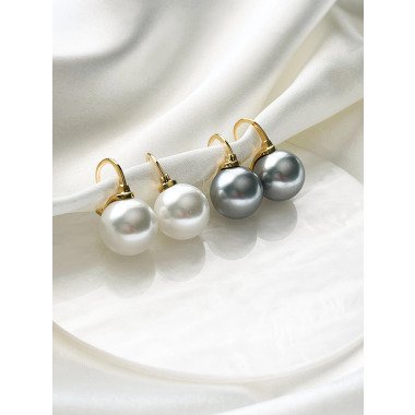 Weiße Perlenohrringe, Graue Schmuck, Geschenk
