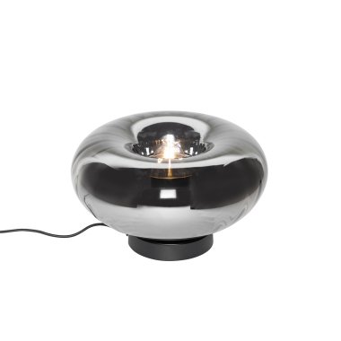 Art Deco Tischlampe schwarz mit Rauchglas Ayesha