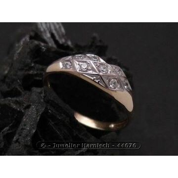 Bicolor-Ring aus Gold 585 & Gold Ring imposant Gold 585 bicolor Zirkonia