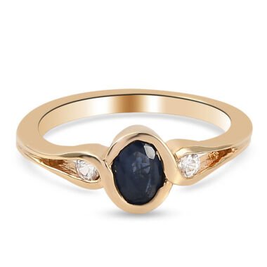 Blauer Saphir und Zirkon-Ring  925 Silber