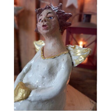 Erzengel Figur aus Keramik & Keramikengel, Tonfigur Engel, Keramikfigur