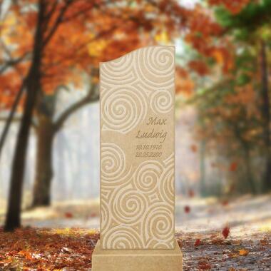 Grabstein für Kindergrab aus Kalkstein & Urnengrabstein mit Spirale als