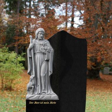 Granit Grabstein poliert Christus Hirte Statue Unico