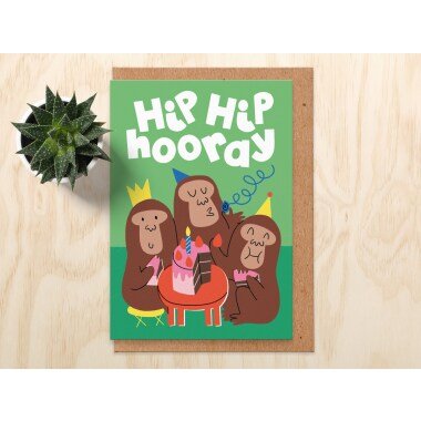 Hip Hooray Affen Geburtstagskarte Niedliche Tier