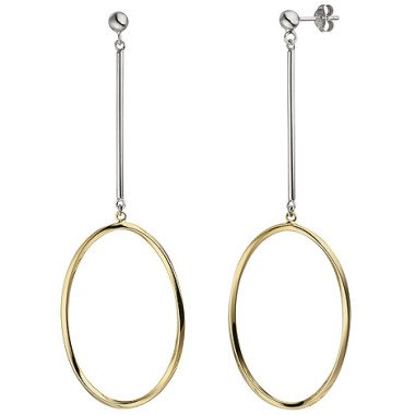 Lange Ohrringe aus Silber & SIGO Ohrhänger lang 925 Silber bicolor vergoldet Ohrringe Ohrstecker