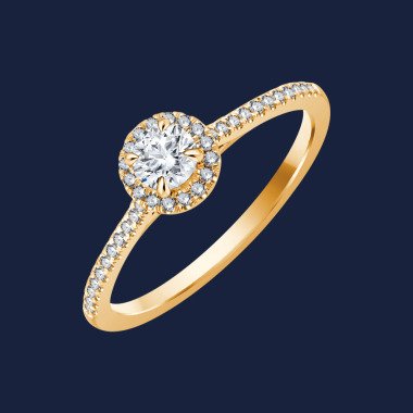 Micro Cathedral Halo Round Ring 18k Gelbgold