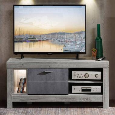 Modernes TV-Lowboard inkl. LED Betonoxid