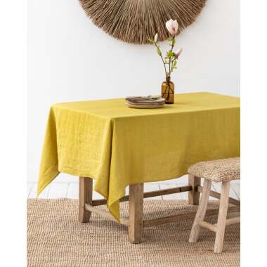 Tischdecke aus Leinen, Gelb, 150x100 cm