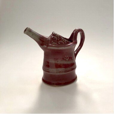 Vintage Rot Glasierte Keramik Teekanne, Signierte