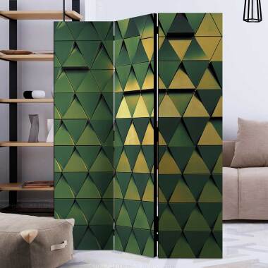 Wandregal Würfel & Spanische Wand in Grün und Goldfarben geometrischem
