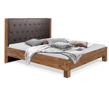CORDINO 4-Fuß-Bett aus Eiche mit gestepptem