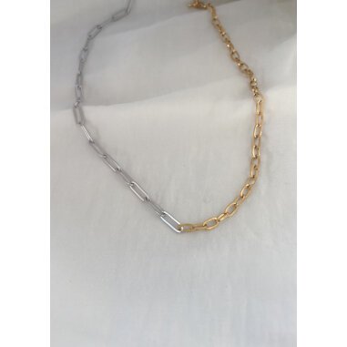 Edelstahlkette in Bunt & Bicolor Kette Gold/ Silber Halskette Mehrfarbig