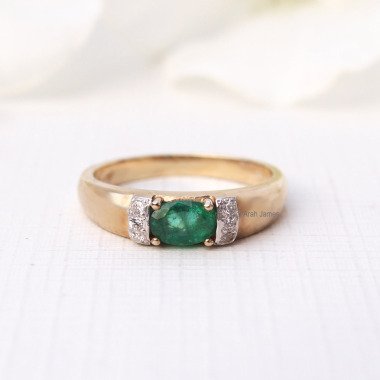 Fiona 0, 52 Ct Art Deco Smaragd Diamant Ring in Rose Gold, Gelbgold, Weißgold,