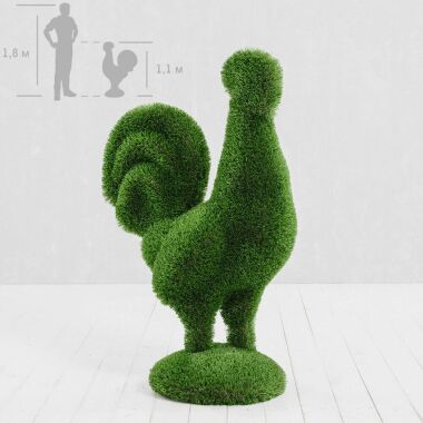 Gartenfigur Hahn aus GFK & Kunstrasen Topiary Helgo