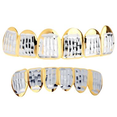 Gold Grillz One size fits all Diamond Cut ONE SET