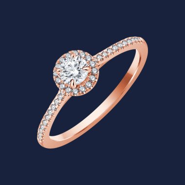 Micro Cathedral Halo Round Ring 18k Rosegold