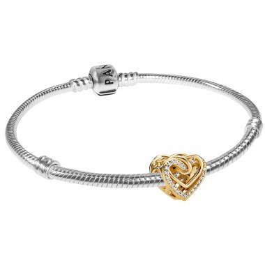 Pandora 41746 Damen-Armband Silber 925 Verschlungenes Herz Goldfarben