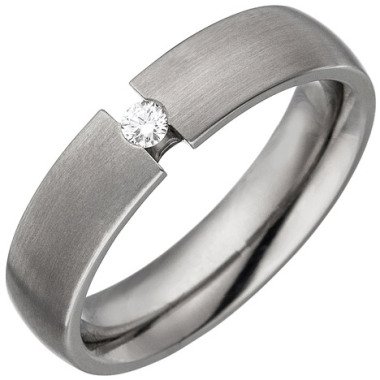 Partnerring in Silber & SIGO Partner Ring aus Titan 1 Diamant Brillant 0,05ct. Partnerring